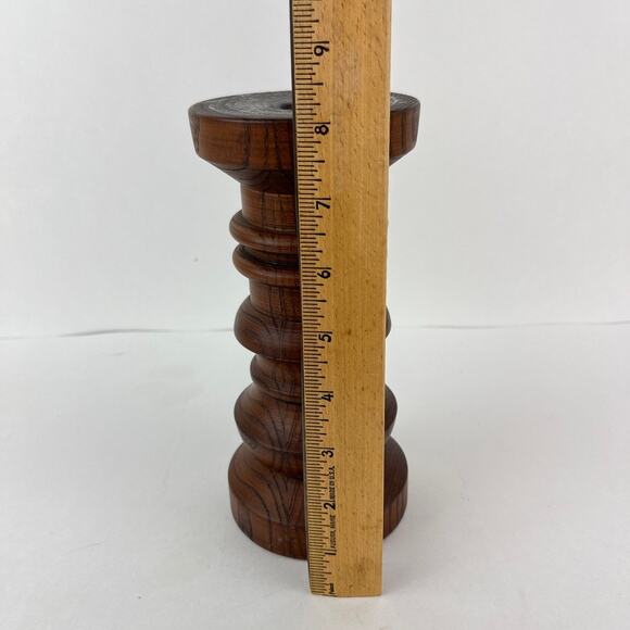 Vintage Kovert Turned Wood Pillar Candle Holder 8in Tall - Picture 3 of 5